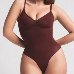 Skims Oxblood Seamless Sculpt Brief Bodysuit